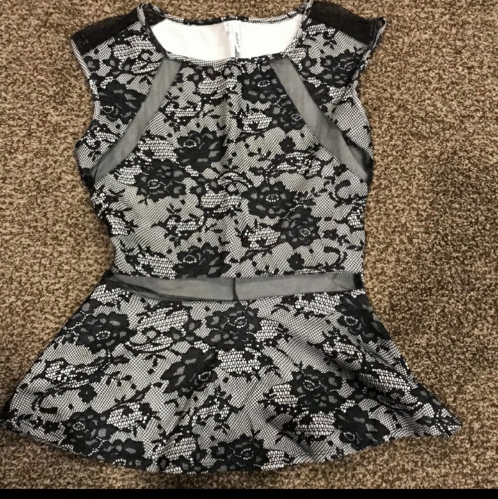 Mesh lace peplum top